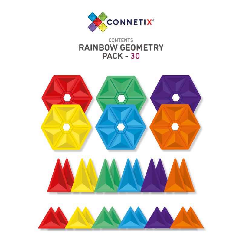 Connetix Tiles - 30 Piece Rainbow Geometry Pack